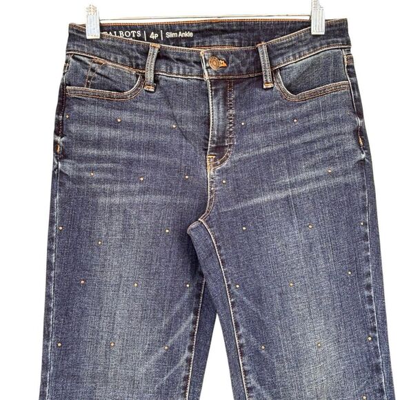 Talbots Flawless Jeans Women’s Size 4P Slim Ankle Bronze Dots Mid High Rises - Picture 3 of 8